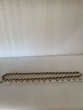 Gold and Black Twisted Rope Necklace with Lobster Clasp